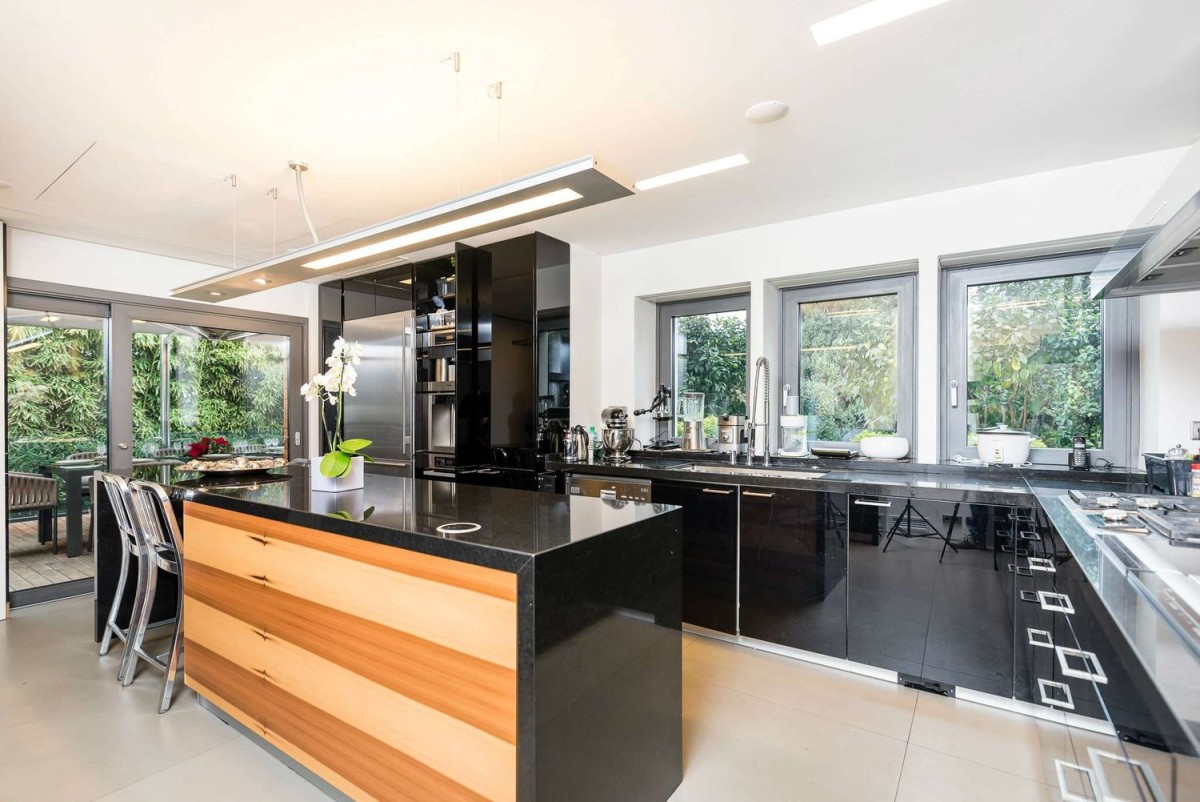 The sleek, modern kitchen