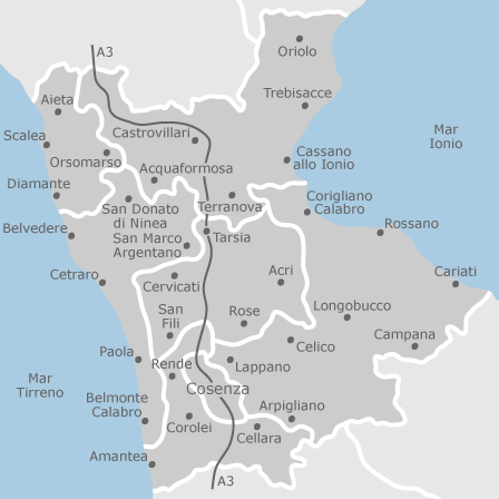Mappa Di Provincia Di Cosenza Comuni Con Annunci Di Case In Vendita Idealista