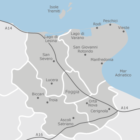 Mappa della provincia di Foggia: comuni con annunci di case in vendita —  idealista, N.1 in Italia